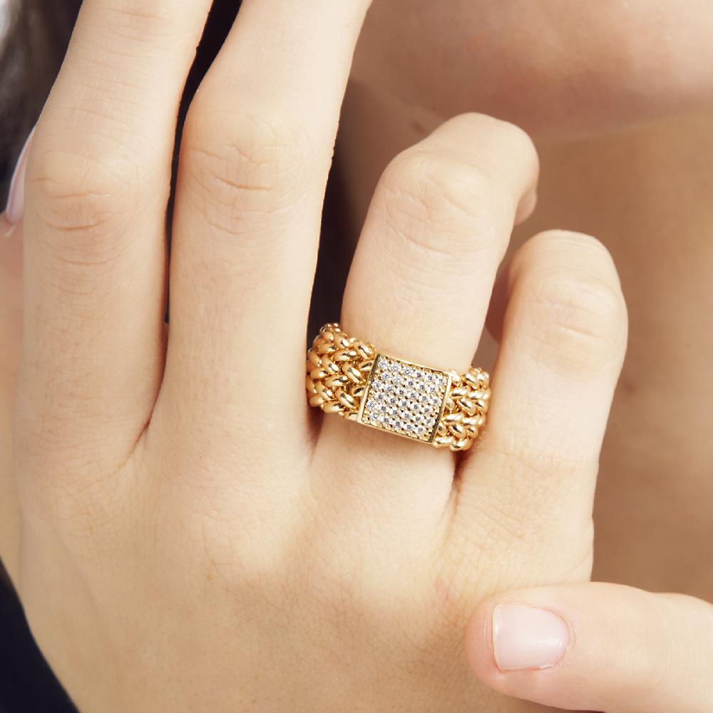 Unoaerre Anello in argento dorato e zirconi Chicco | UNOAERRE Gioielli Economico