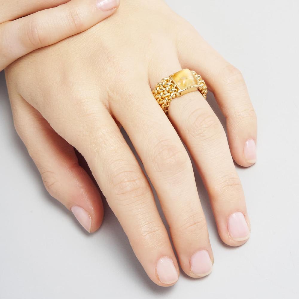 Unoaerre Anello in argento con Quarzo naturale giallo Chicco | UNOAERRE Gioielli Outlet