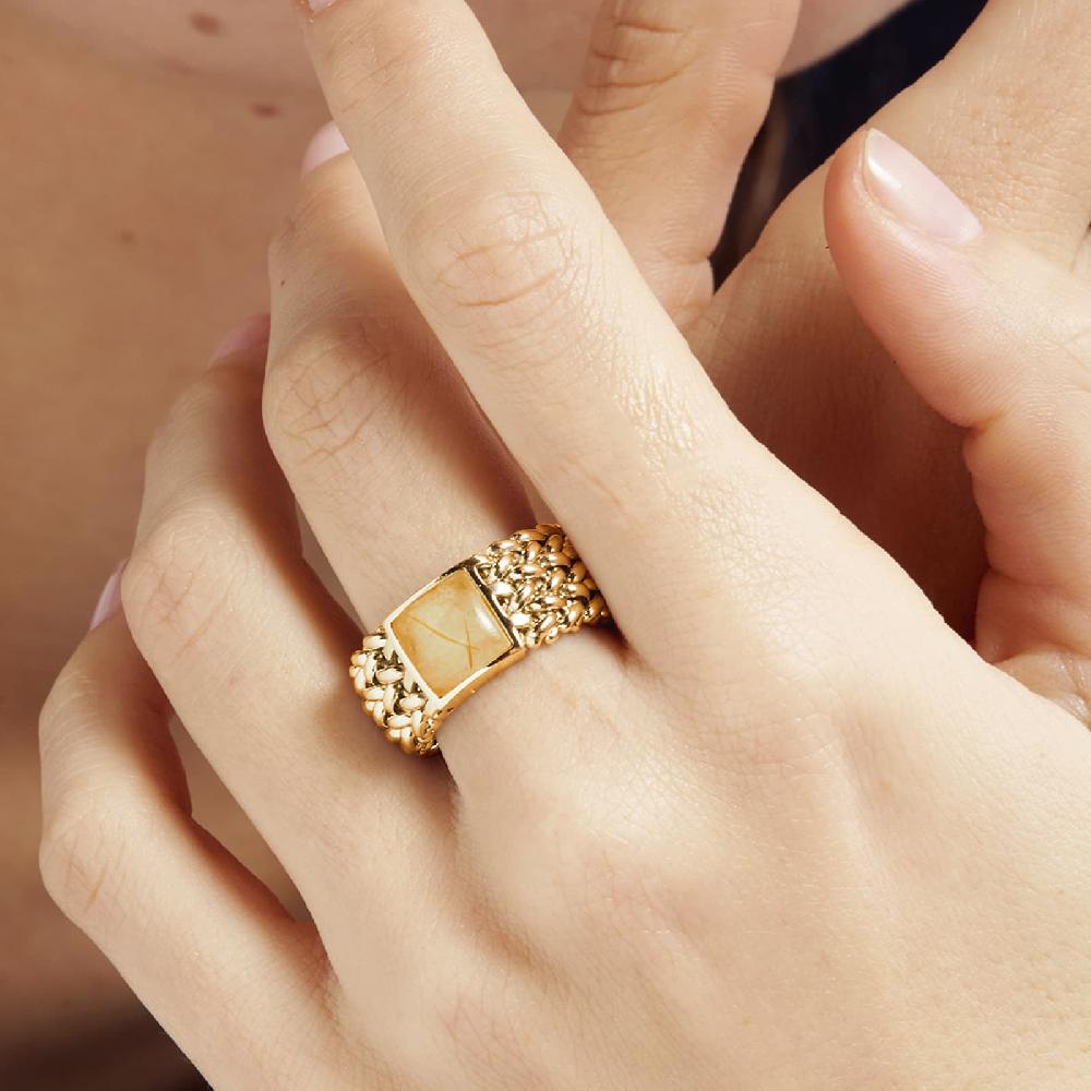 Unoaerre Anello in argento con Quarzo naturale giallo Chicco | UNOAERRE Gioielli Outlet