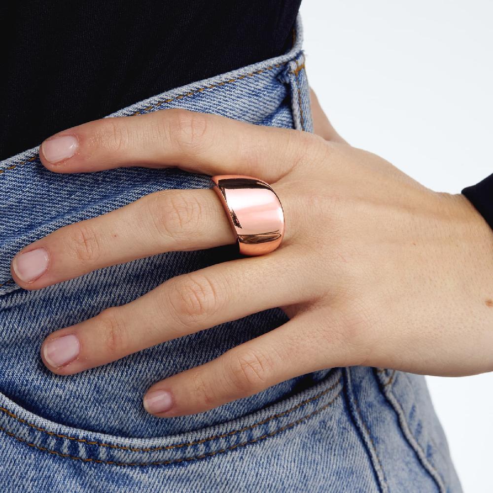 Unoaerre Anello in bronzo a fascia bombata rosa | UNOAERRE Gioielli Promozione Limitata