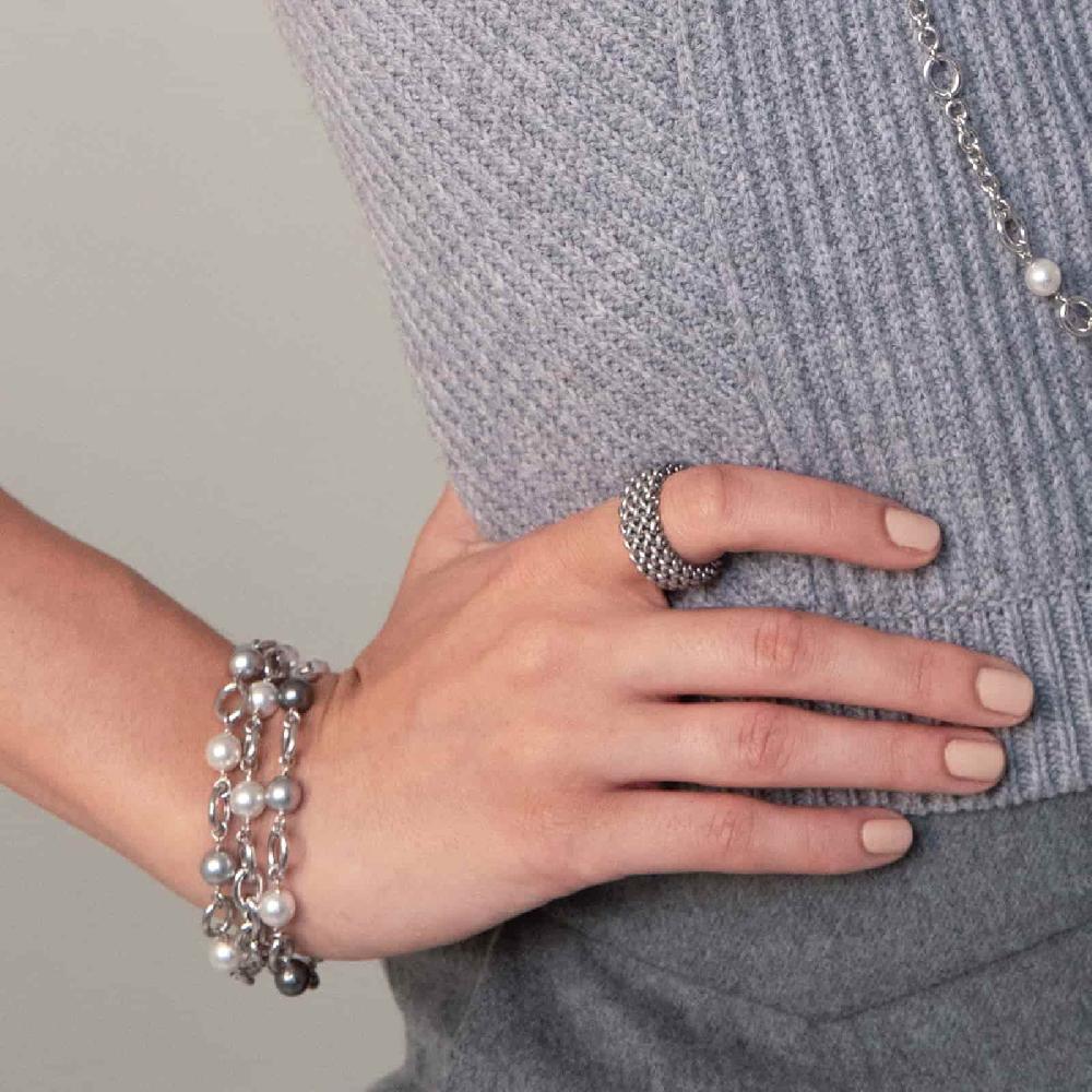 Unoaerre Unoaerre Bracciale in argento con perle bianche e nere | UNOAERRE Gioielli Sottocosto