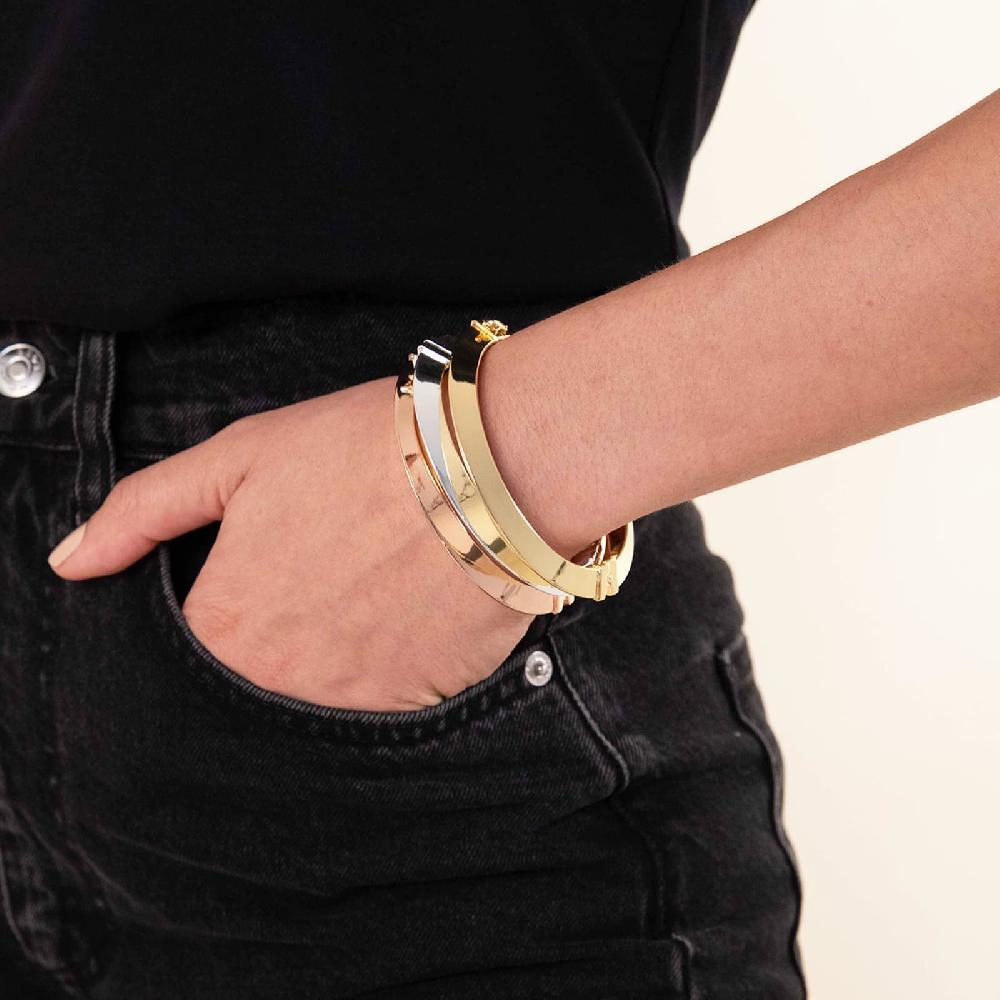 Unoaerre Bracciale dorato rosa rigido a tubo triangolare da donna | UNOAERRE Gioielli Novità