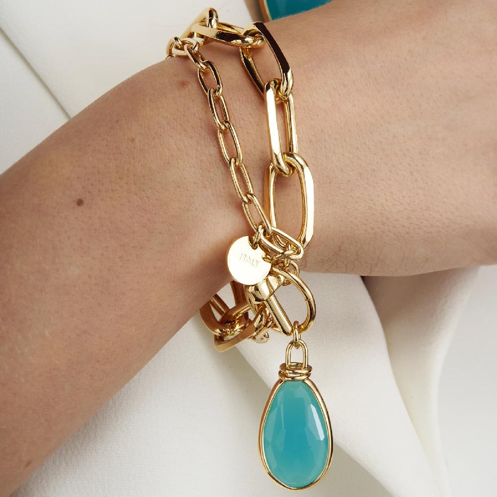 Unoaerre Bracciale in bronzo dorato cristallo turchese | UNOAERRE Gioielli Offerta