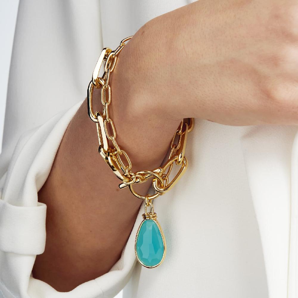 Unoaerre Bracciale in bronzo dorato cristallo turchese | UNOAERRE Gioielli Offerta
