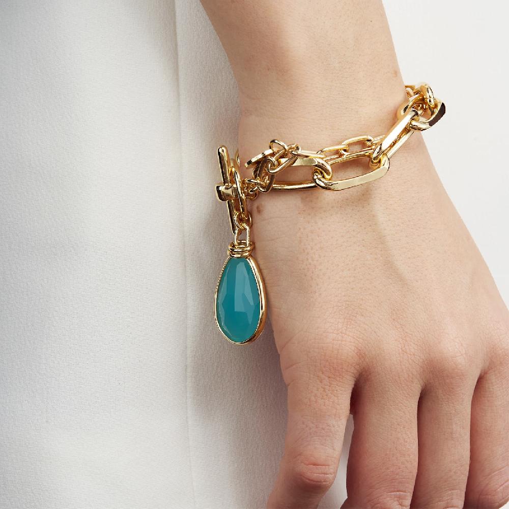 Unoaerre Bracciale in bronzo dorato cristallo turchese | UNOAERRE Gioielli Offerta