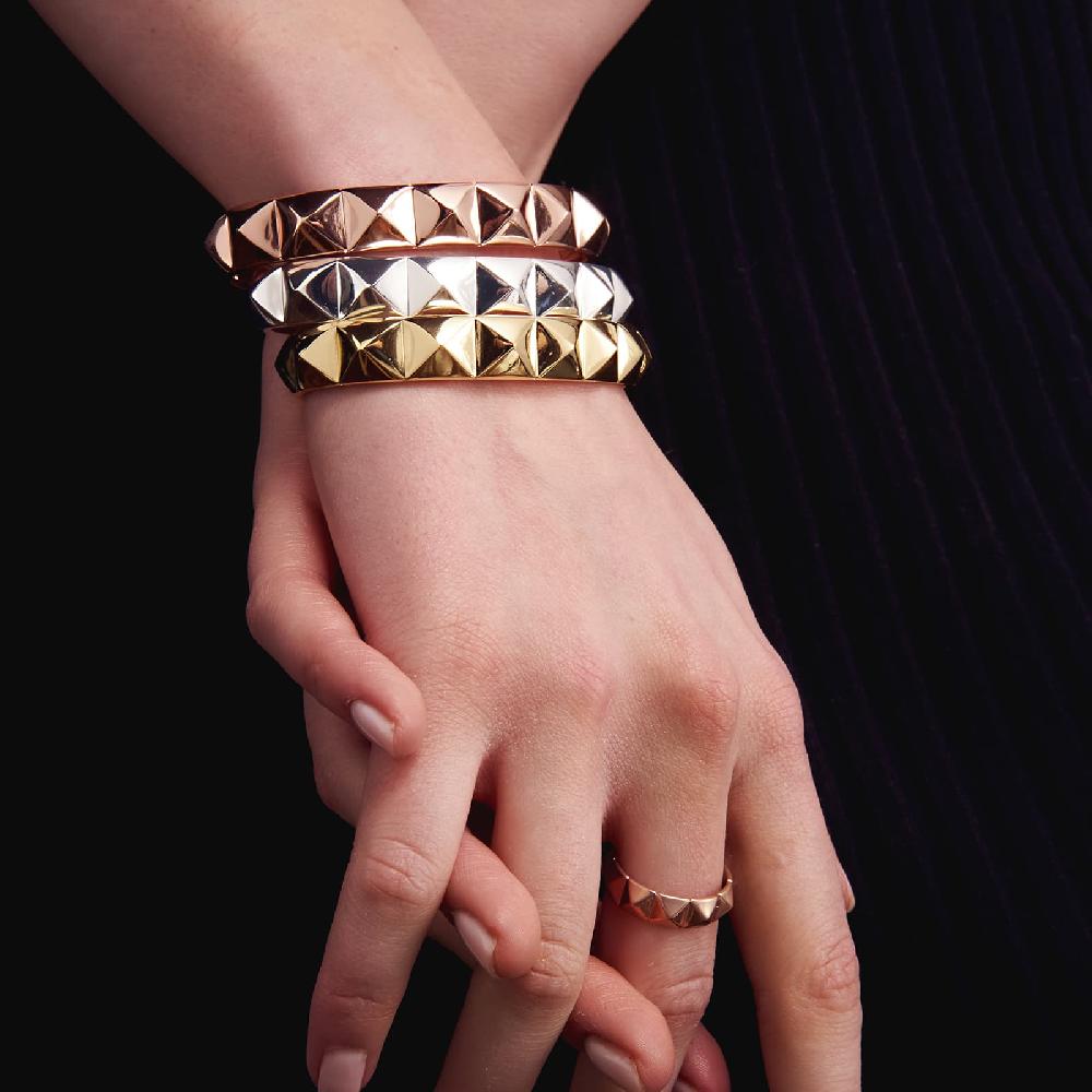 Unoaerre Bracciale rigido in bronzo argentato piramidi | UNOAERRE Gioielli Offerta settimanale