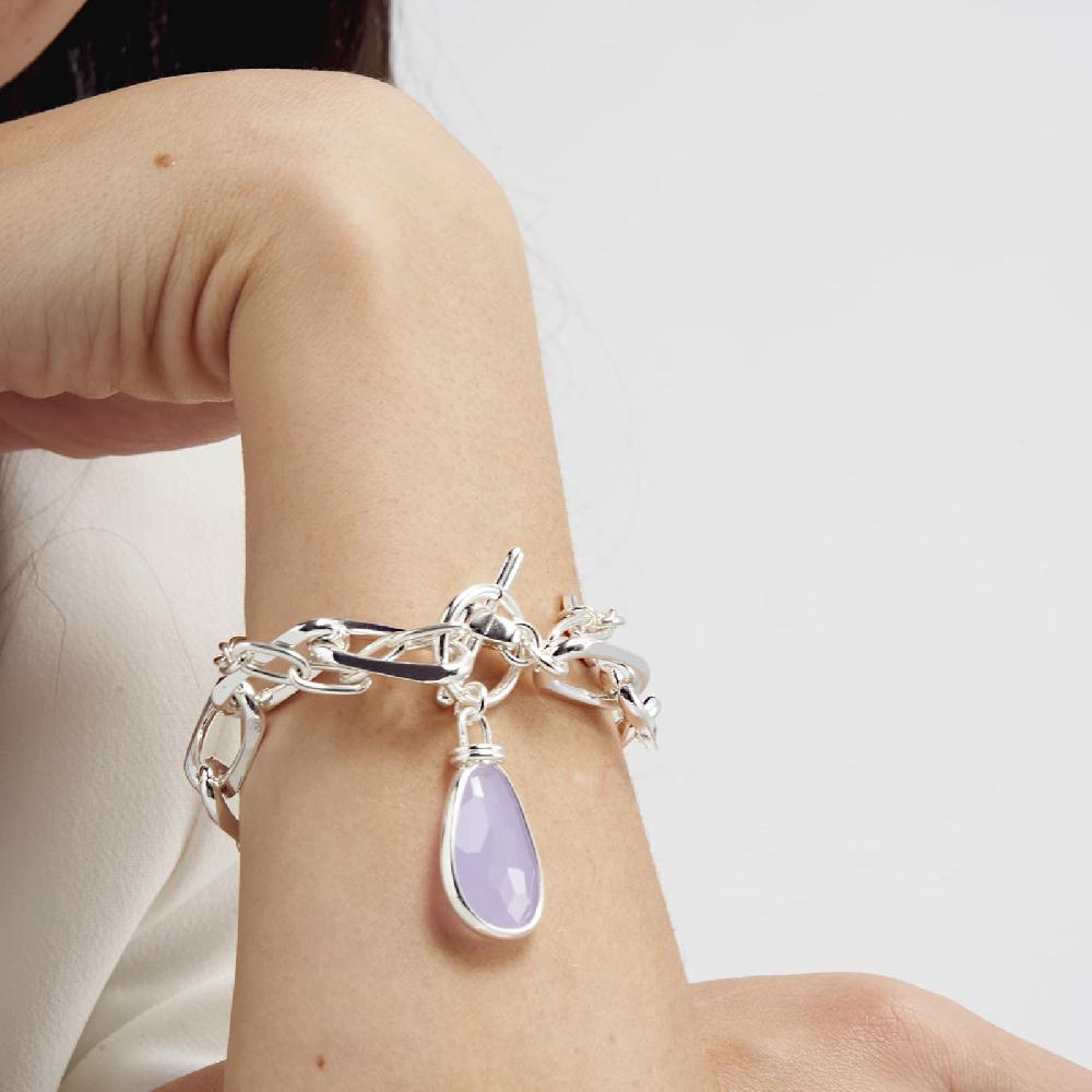 Unoaerre Bracciale in bronzo argentato cristallo glicine | UNOAERRE Gioielli Rilascio limitato