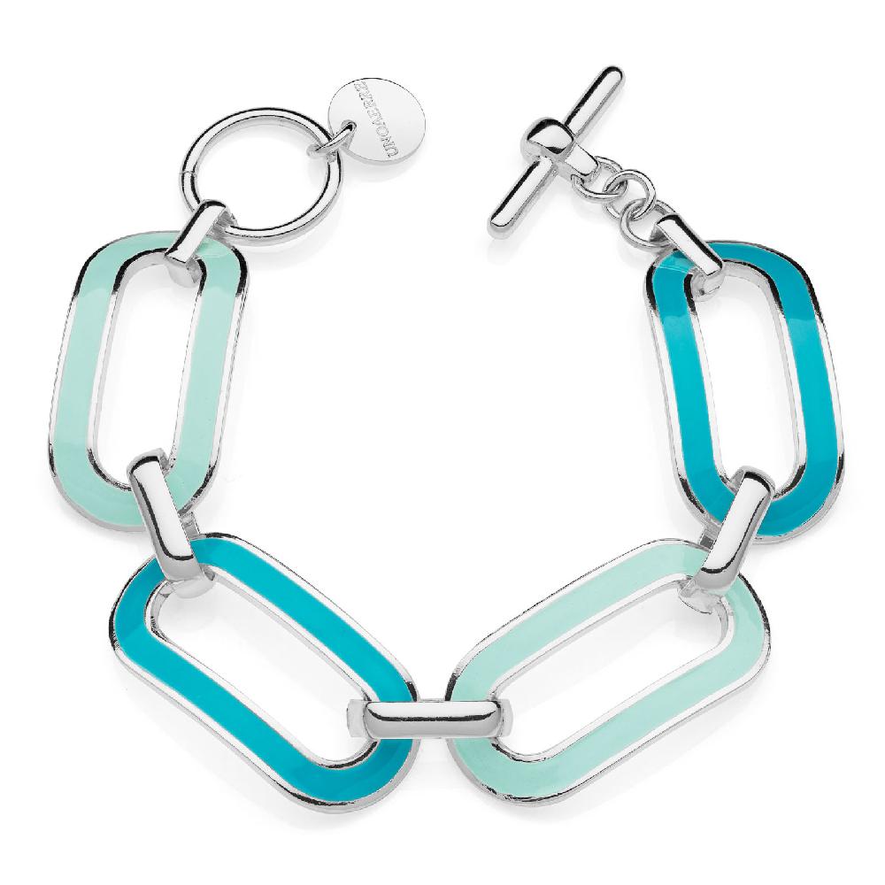 Unoaerre Bracciale in bronzo argentato con smalto azzurro | UNOAERRE Gioielli