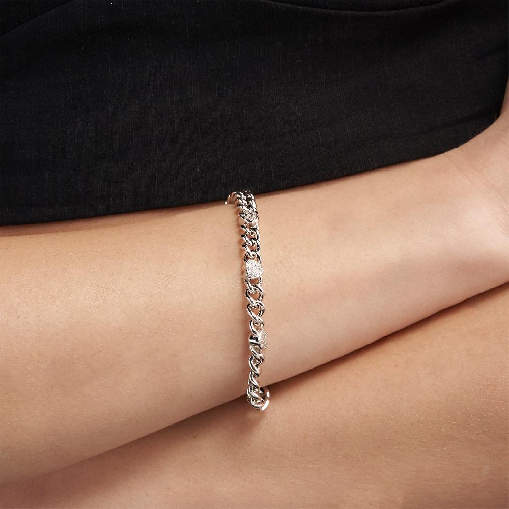 Unoaerre Bracciale in argento rodiato con cuori e cubic zirconia | UNOAERRE Gioielli Sconti questo mese