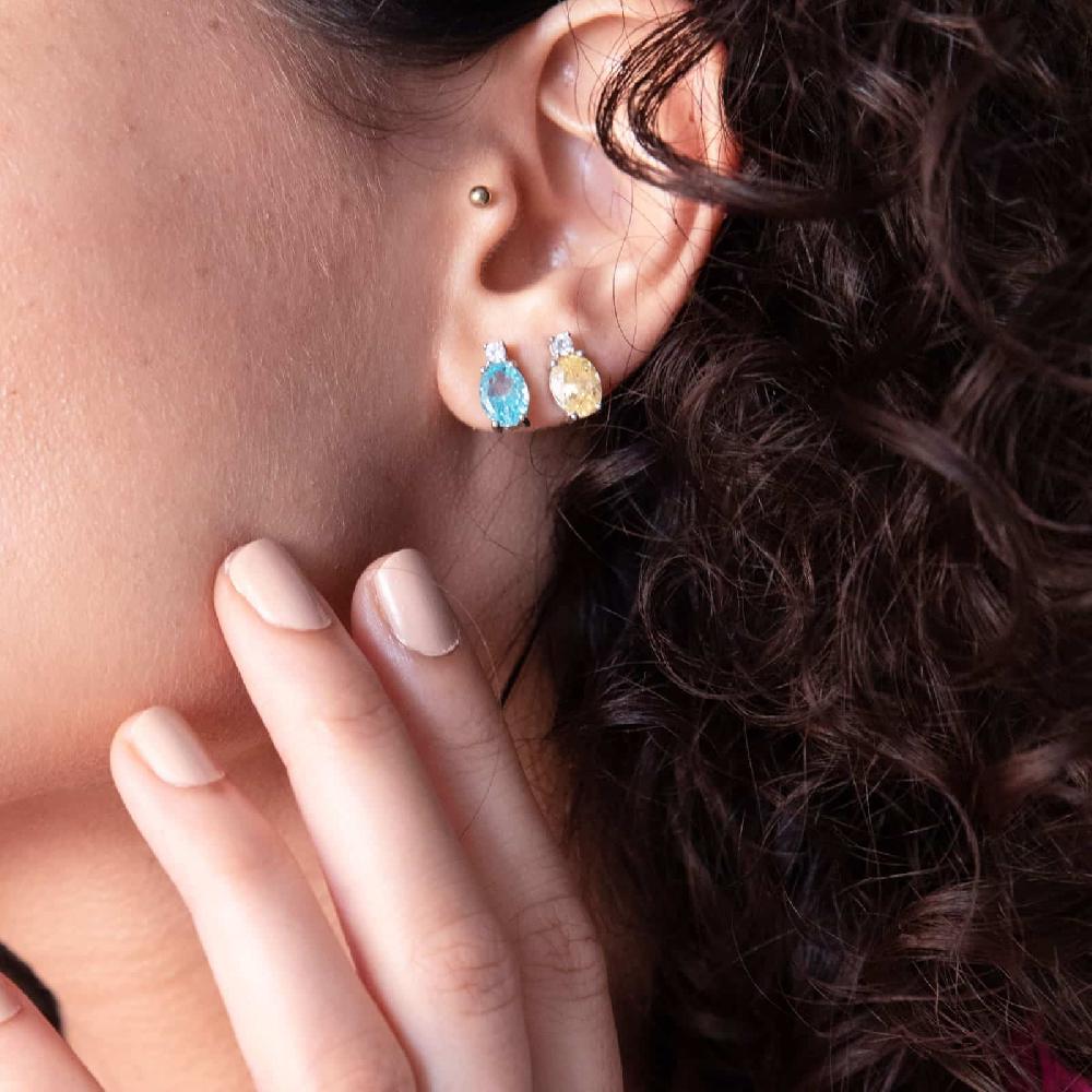 Unoaerre Orecchini in argento con e zicornia cubica gialla | UNOAERRE Gioielli Latest stili