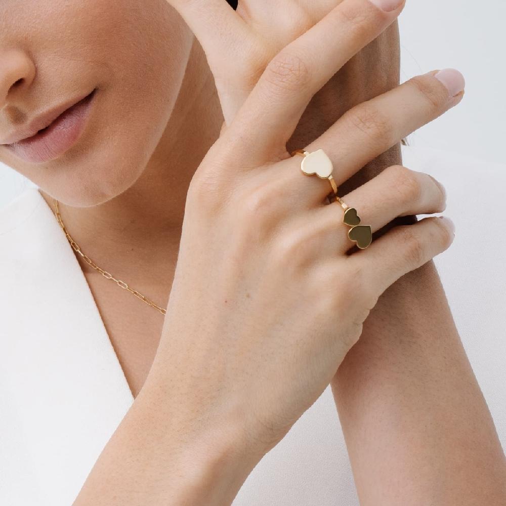 Unoaerre Anello in oro con cuore grande e piccolo | UNOAERRE Gioielli Bestseller