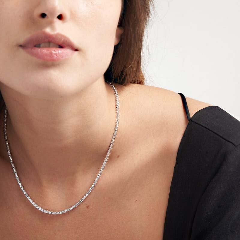 Unoaerre Collana tennis in argento rodiato con cubic zirconia | UNOAERRE Gioielli In Linea