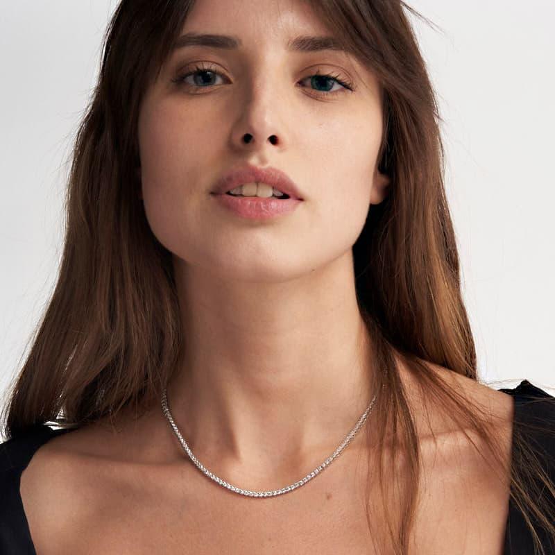 Unoaerre Collana tennis in argento rodiato con cubic zirconia | UNOAERRE Gioielli In Linea