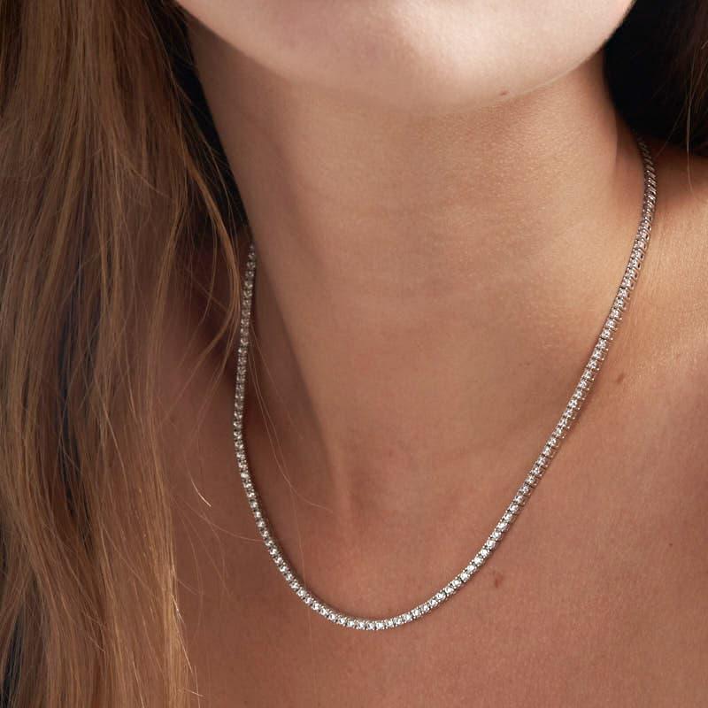 Unoaerre Collana tennis in argento rodiato con cubic zirconia | UNOAERRE Gioielli In Linea