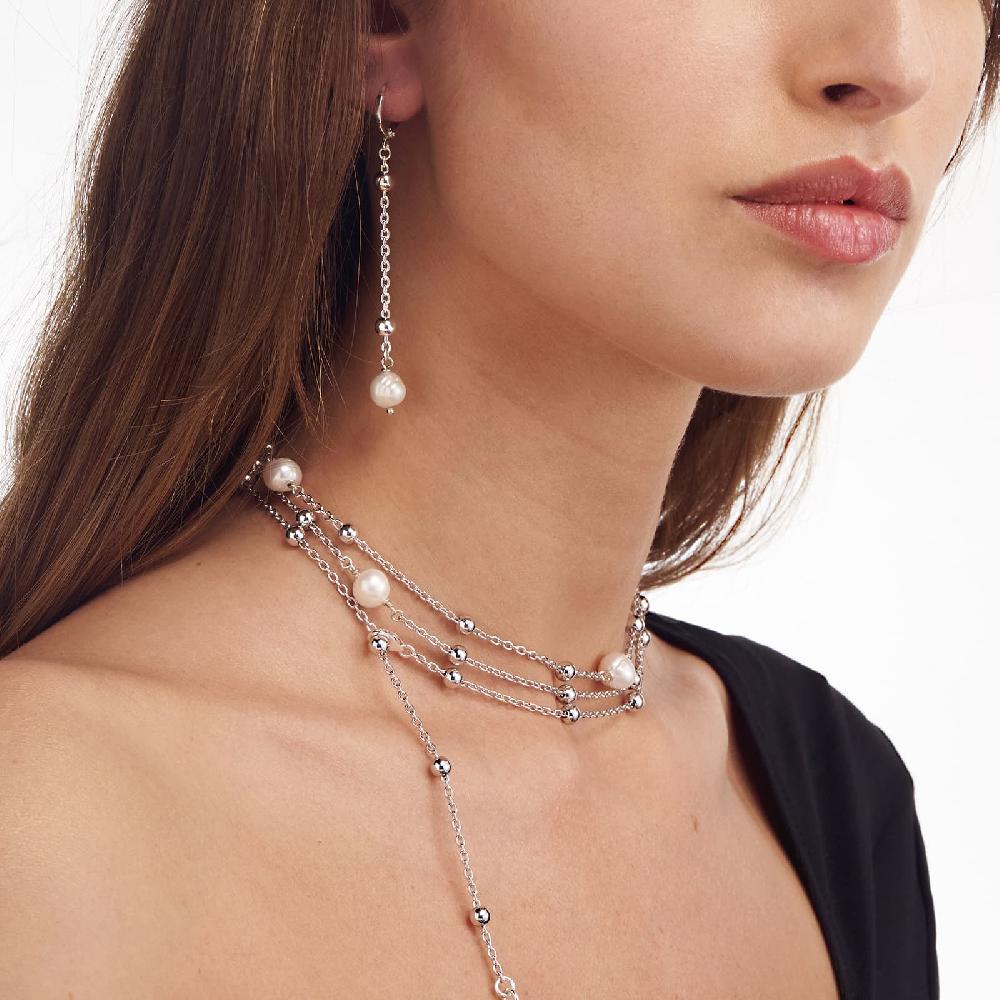 Unoaerre Collana in bronzo argentato perle naturali | UNOAERRE Gioielli Spedizione Gratuita