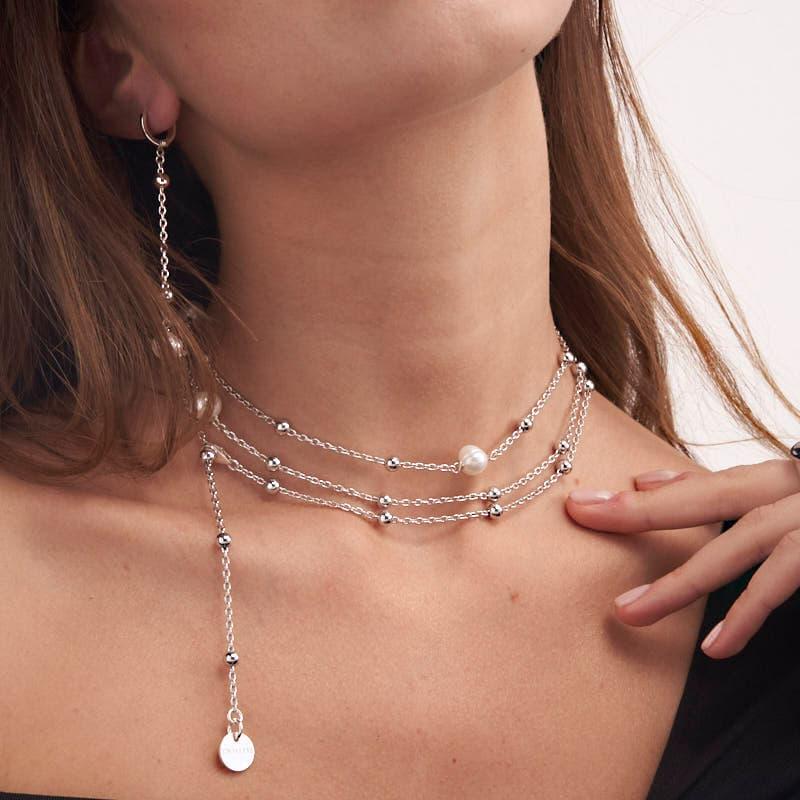 Unoaerre Collana in bronzo argentato perle naturali | UNOAERRE Gioielli Spedizione Gratuita