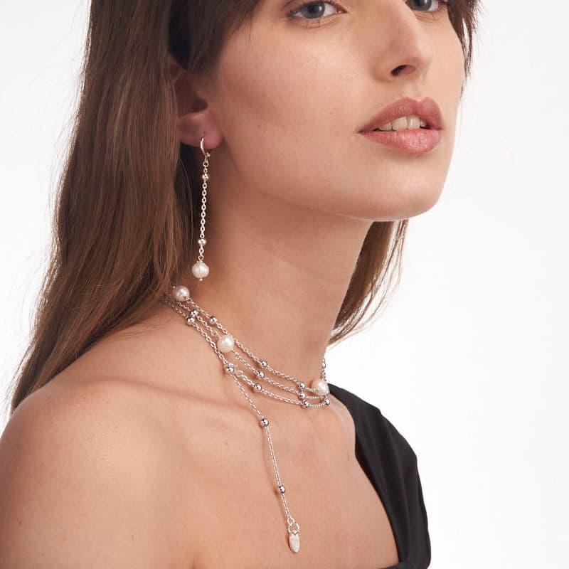 Unoaerre Collana in bronzo argentato perle naturali | UNOAERRE Gioielli Spedizione Gratuita