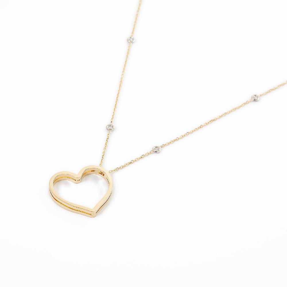 Unoaerre Collana in oro con cuore e diamanti | UNOAERRE Gioielli Qualità Garantita