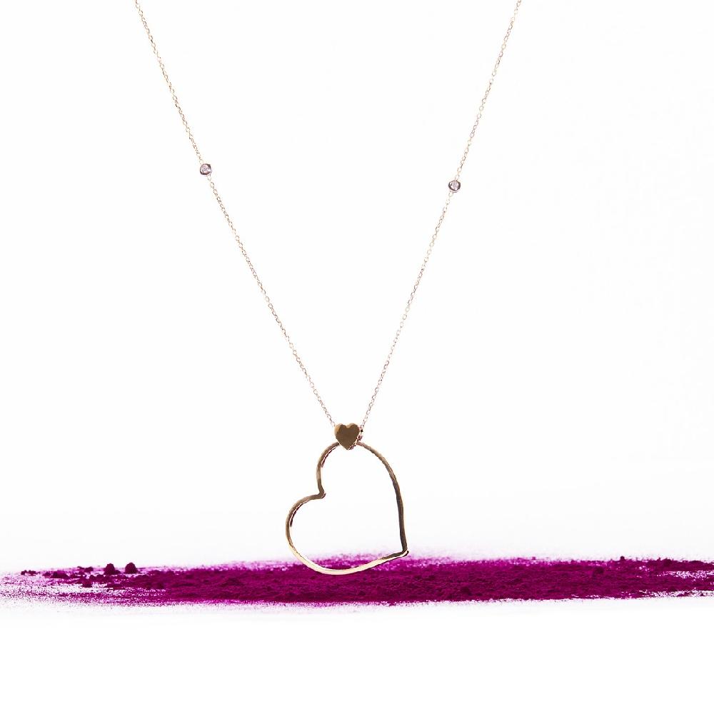 Unoaerre Collana lunga in oro con cuore e diamanti Batticuore | UNOAERRE Gioielli Negozi Online