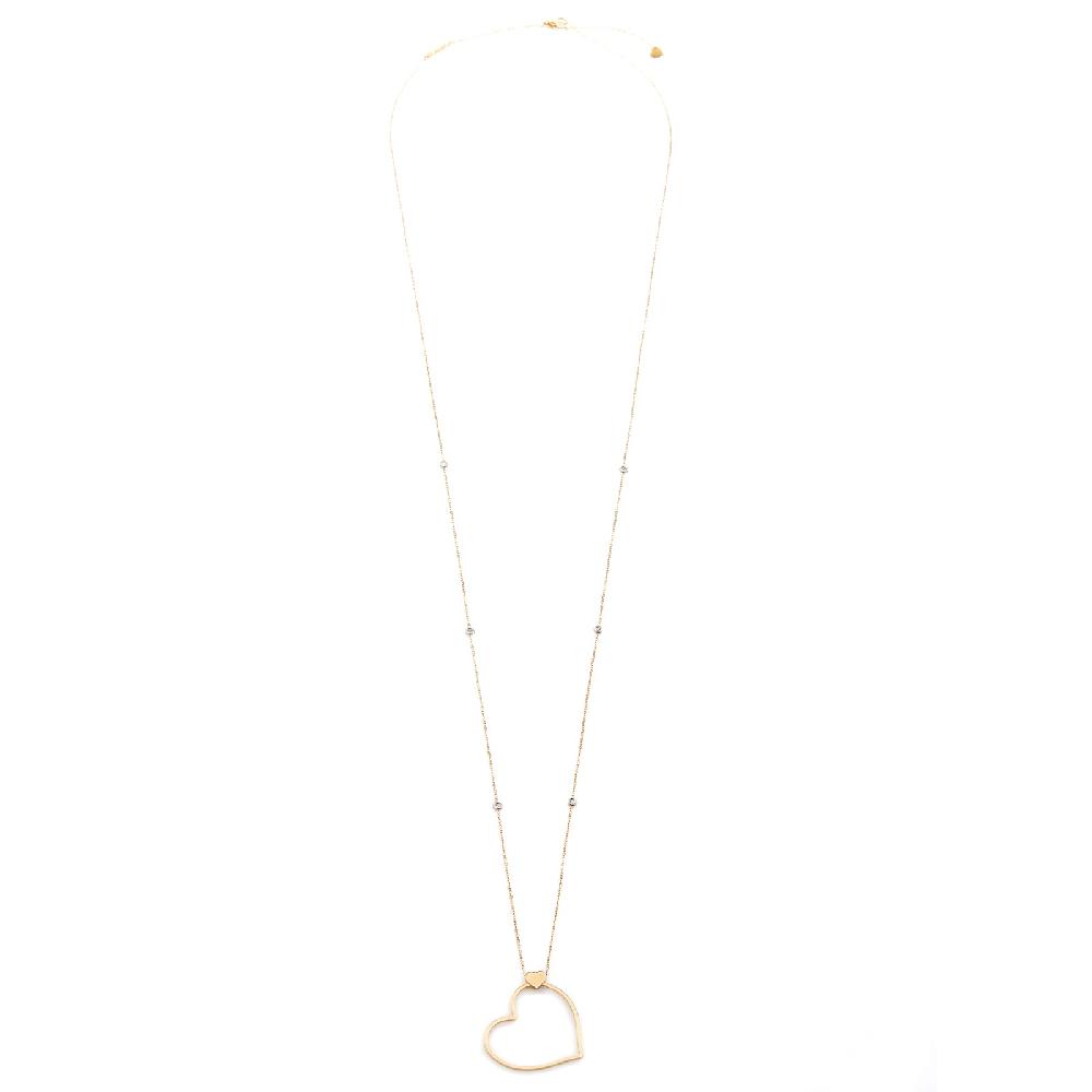 Unoaerre Collana lunga in oro con cuore e diamanti Batticuore | UNOAERRE Gioielli Negozi Online