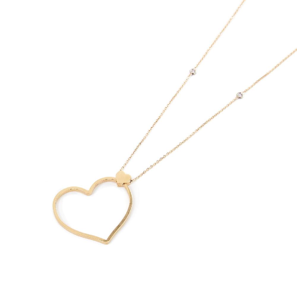 Unoaerre Collana lunga in oro con cuore e diamanti Batticuore | UNOAERRE Gioielli Negozi Online