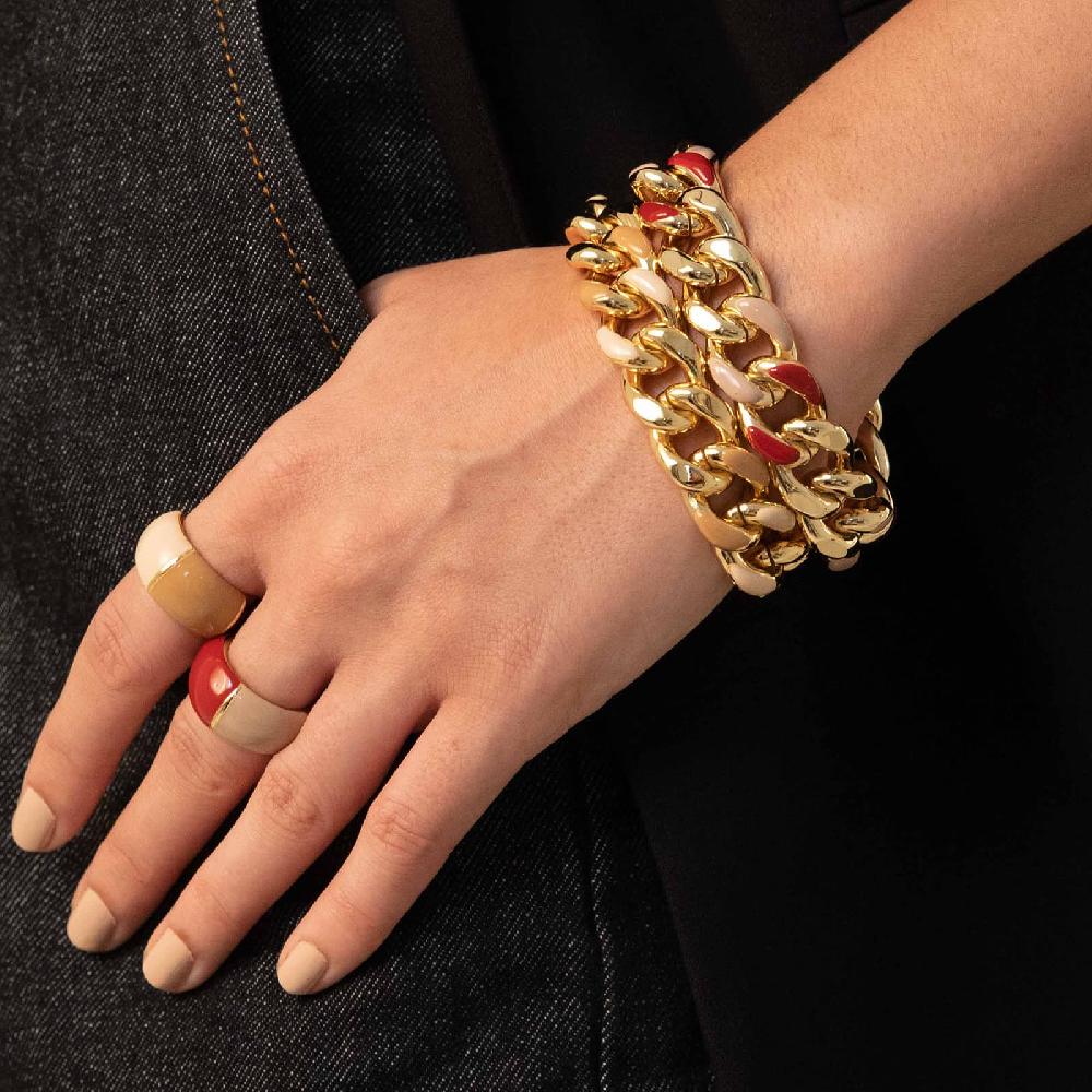 Unoaerre Bracciale donna catena grumetta smalto beige e rosso bordeaux | UNOAERRE Gioielli Ultimo giorno