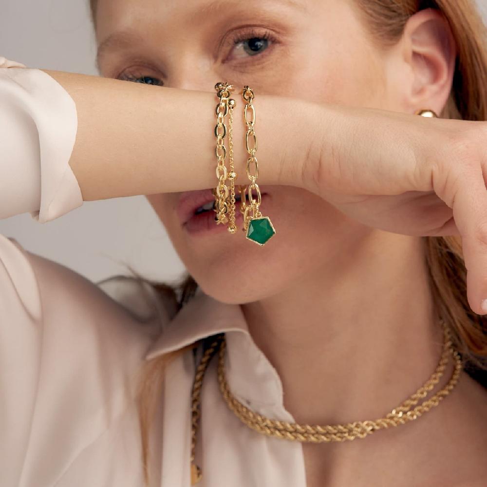 Unoaerre Bracciale donna a tre fili dorato con pietra | UNOAERRE Gioielli Fino al 65% di sconto