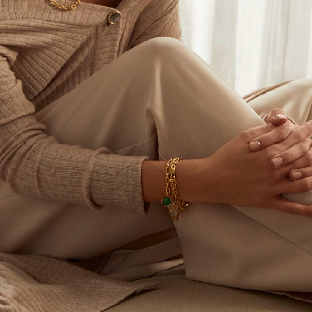 Unoaerre Bracciale donna a tre fili dorato con pietra | UNOAERRE Gioielli Fino al 65% di sconto