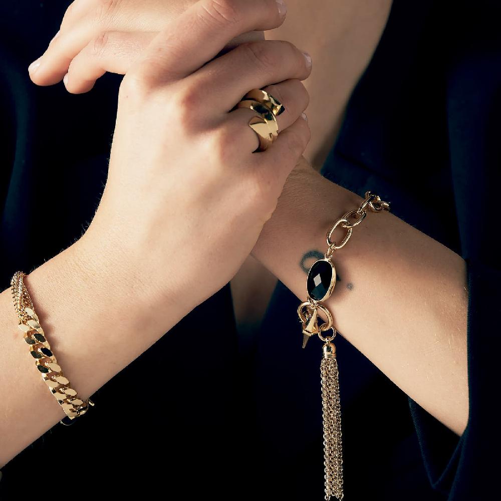 Unoaerre Bracciale catena dorata e pietra nera | UNOAERRE Gioielli Discount Store per i nuovi prodotti