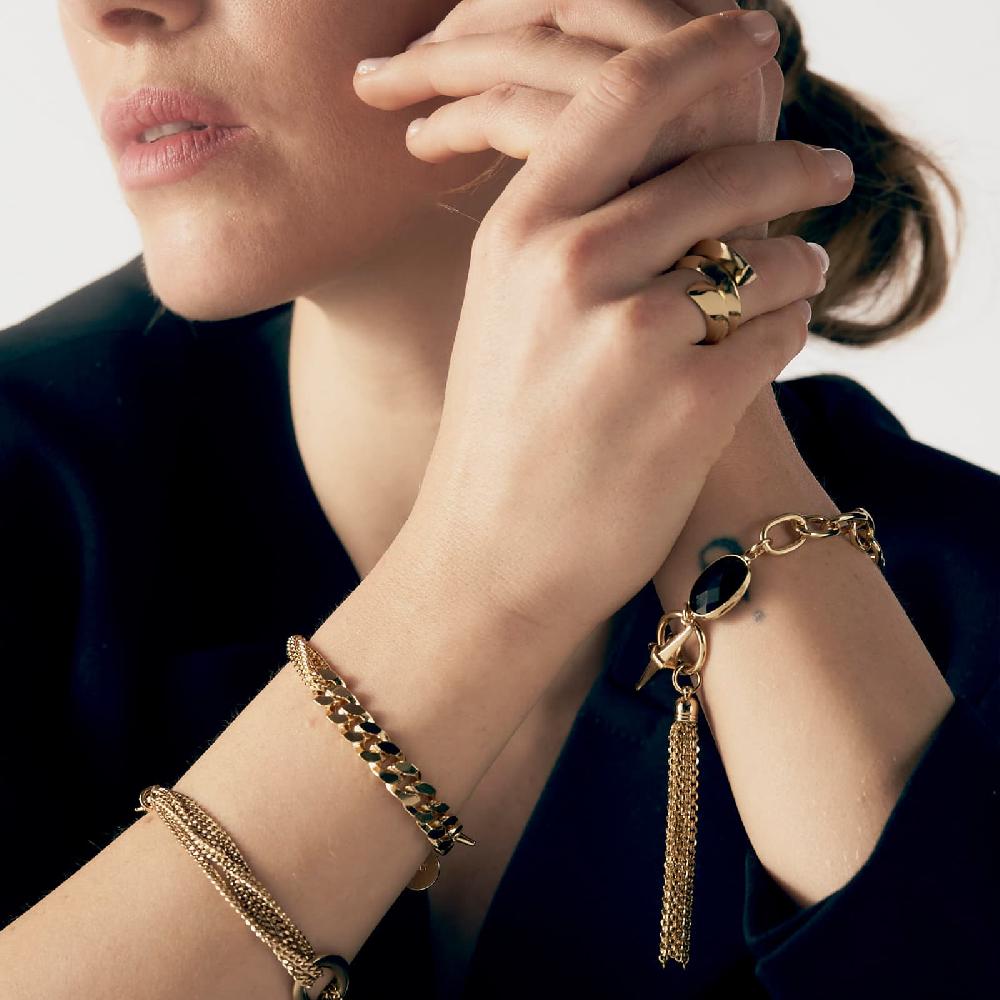 Unoaerre Bracciale catena dorata e pietra nera | UNOAERRE Gioielli Discount Store per i nuovi prodotti