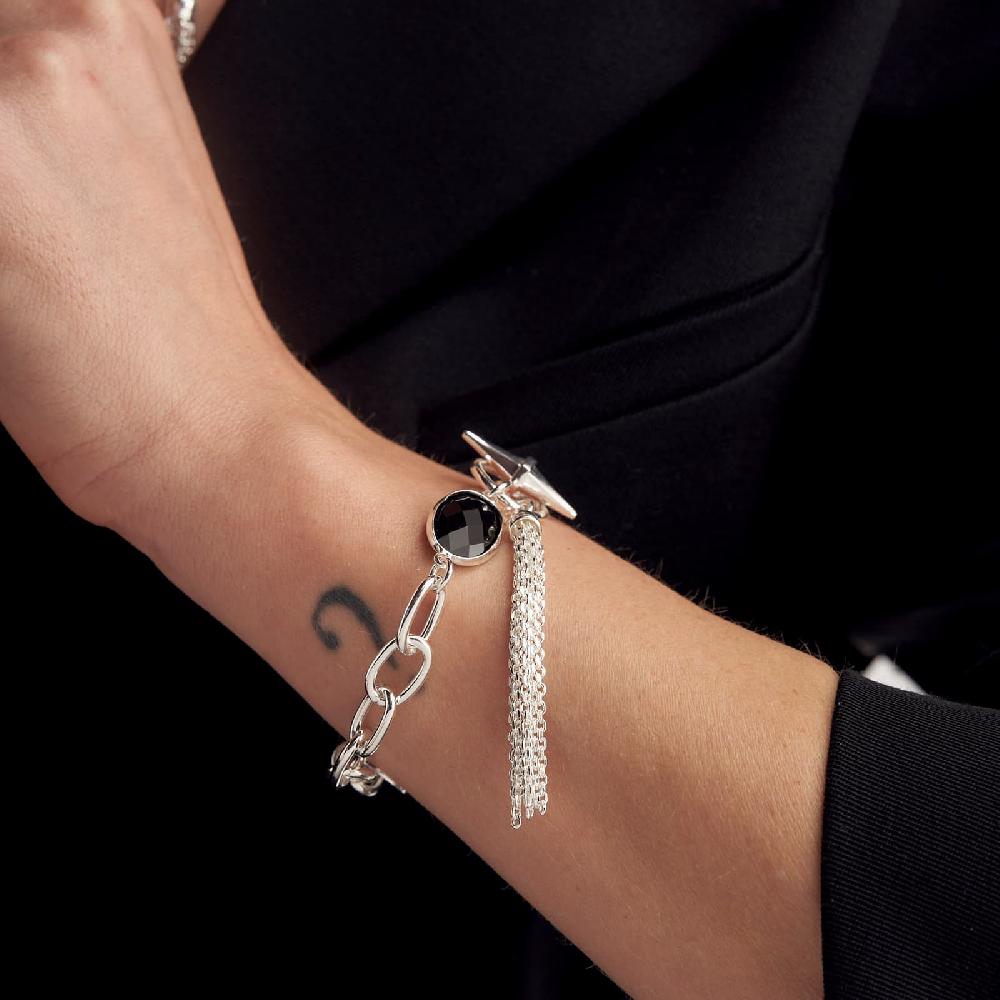 Unoaerre Bracciale catena argento e pietra nera | UNOAERRE Gioielli Solo un giorno rimasto