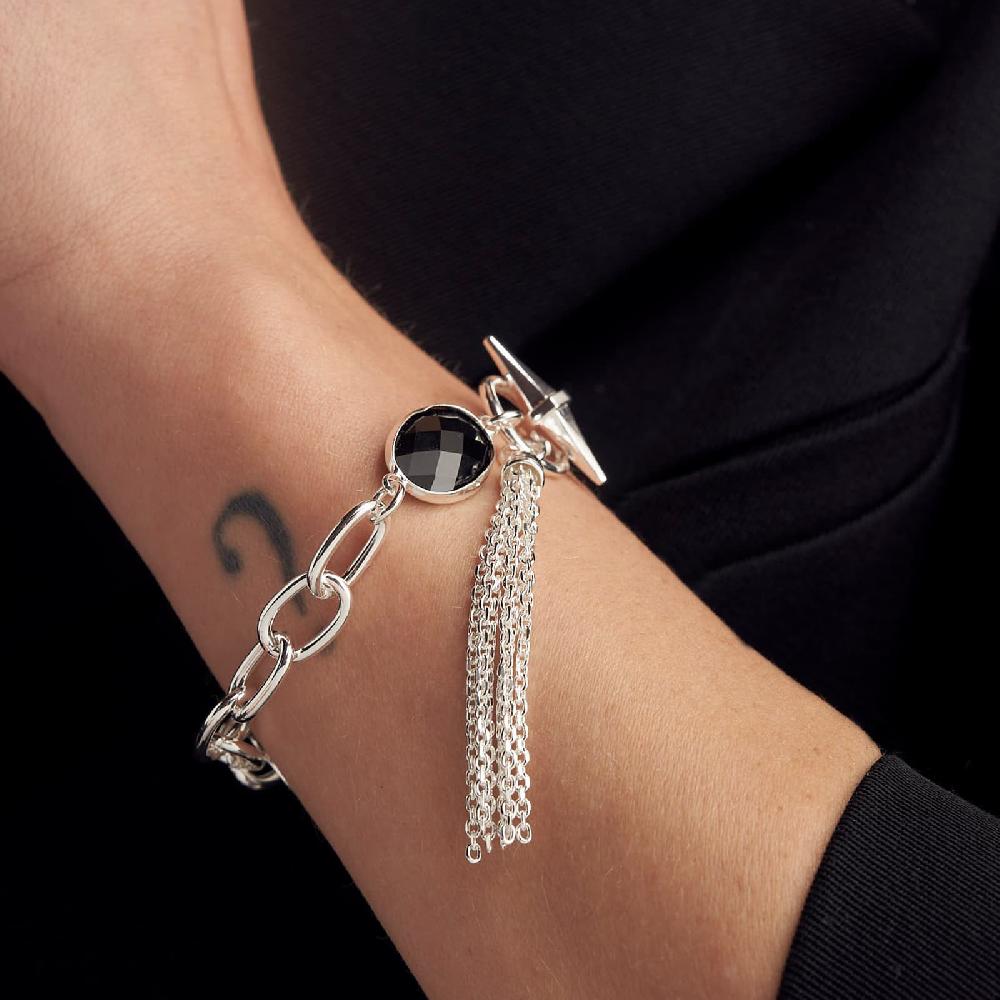Unoaerre Bracciale catena argento e pietra nera | UNOAERRE Gioielli Solo un giorno rimasto