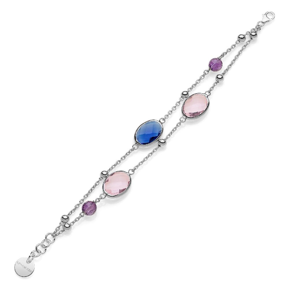 Unoaerre Bracciale donna con pietre rosa e blu | UNOAERRE Gioielli 50% di sconto per tempo limitato