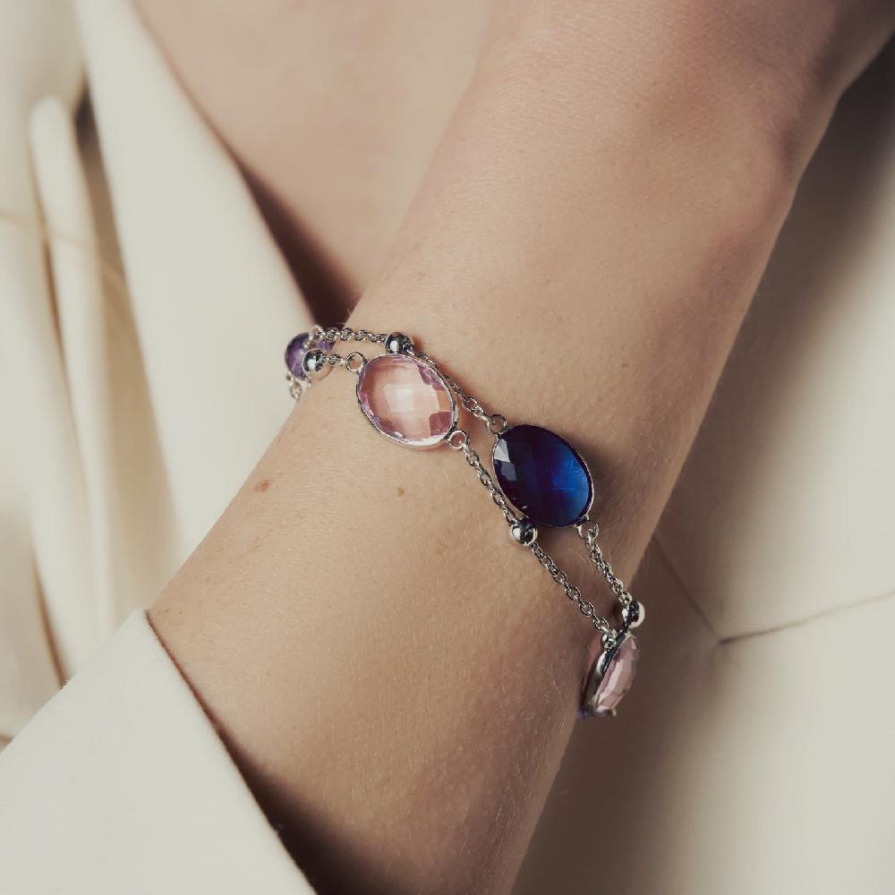 Unoaerre Bracciale donna con pietre rosa e blu | UNOAERRE Gioielli 50% di sconto per tempo limitato