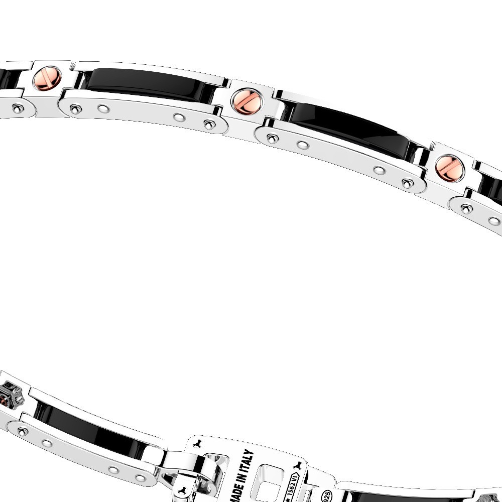 Zancan Bracciale Zancan in argento e ceramica con viti in oro rosa Offerte