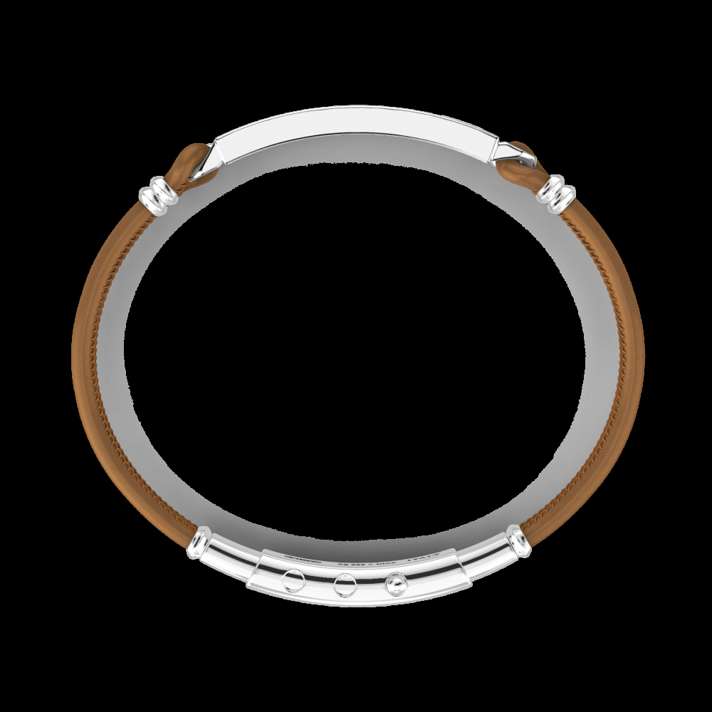 Zancan Bracciale Bugatti in pelle con targa centrale in argento Qualità