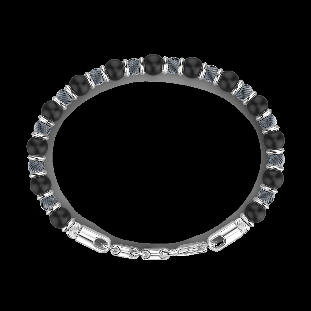 Zancan Bracciale Zancan morbido con sfere in argento e in pietra onice Promozione Limitata