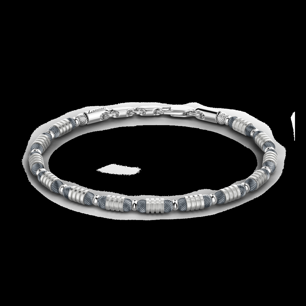 Zancan Bracciale Zancan morbido in argento a sfere ed elementi tubolari