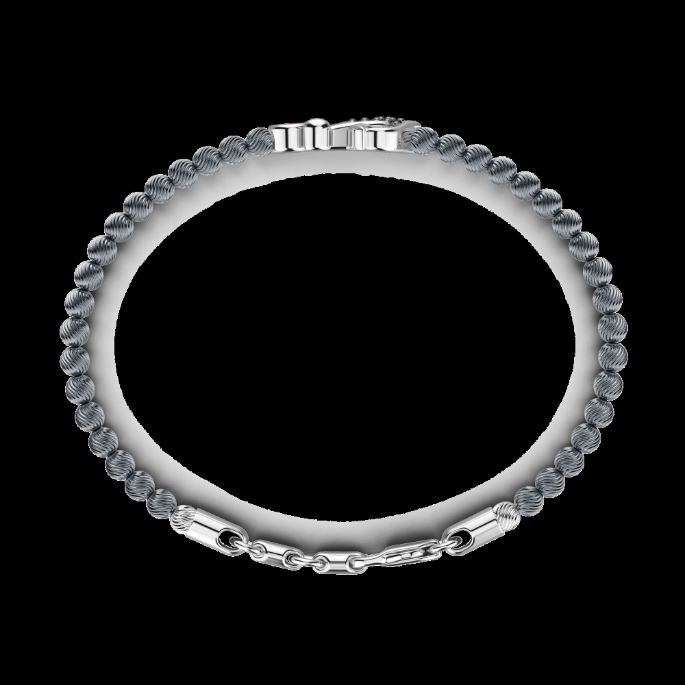 Zancan Bracciale Zancan morbido con sfere in argento ancora e pietre nere Outlet