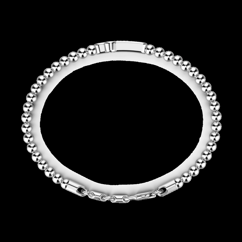 Zancan Bracciale Zancan morbido con sfere in argento e croce con pietre nere Vendita Economica