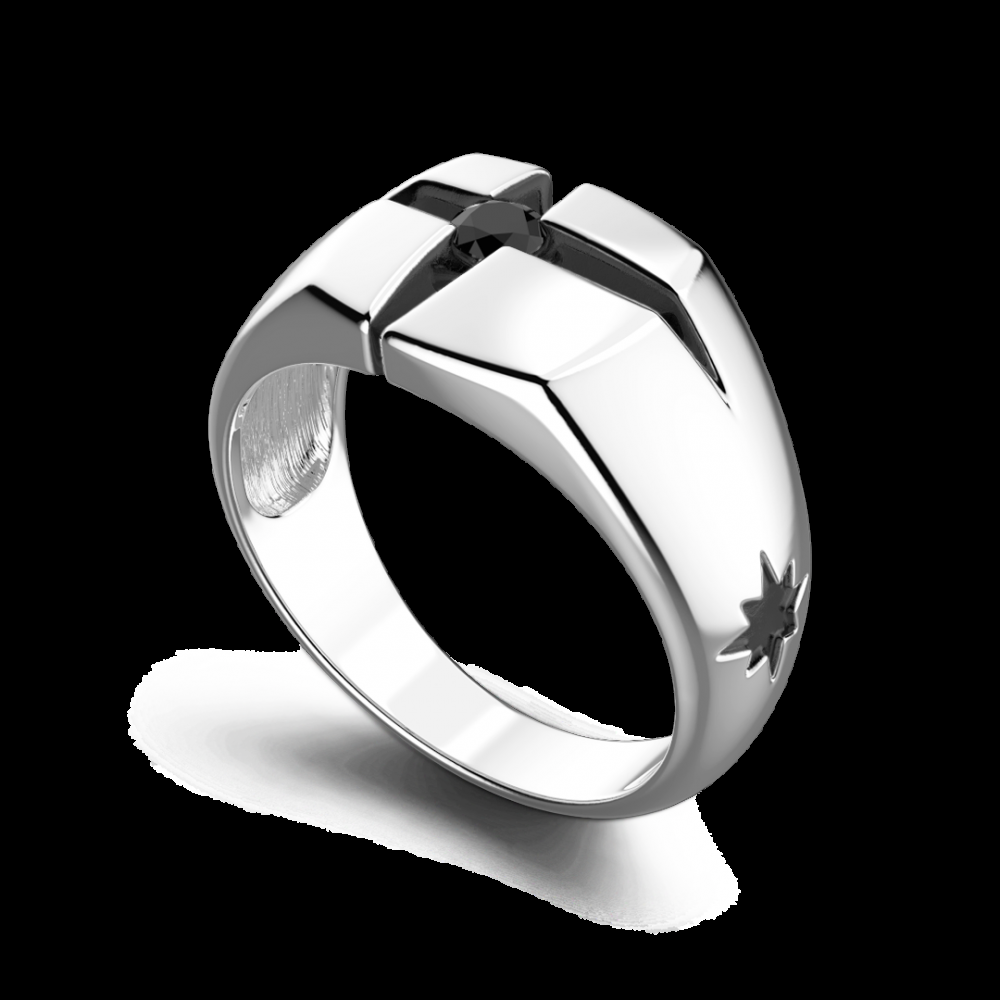Zancan Anello Zancan in argento con pietra nera Negozio