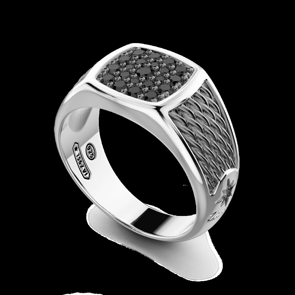 Zancan Anello chevalier Zancan in argento con pietre nere 2025