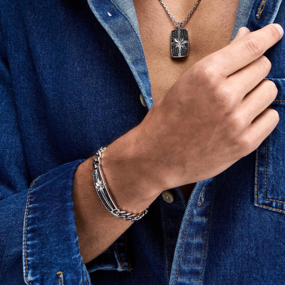 Zancan Bracciale grumetta Zancan in argento con pietre nere Vendita