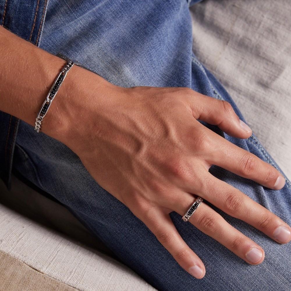 Zancan Bracciale grumetta Zancan in argento con pietre nere Negozi Online