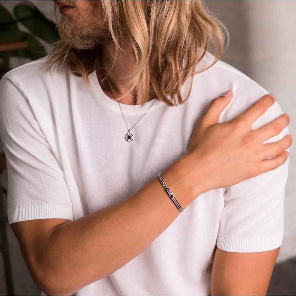 Zancan Bracciale grumetta Zancan in argento con targa e pietra nera Consegna Veloce