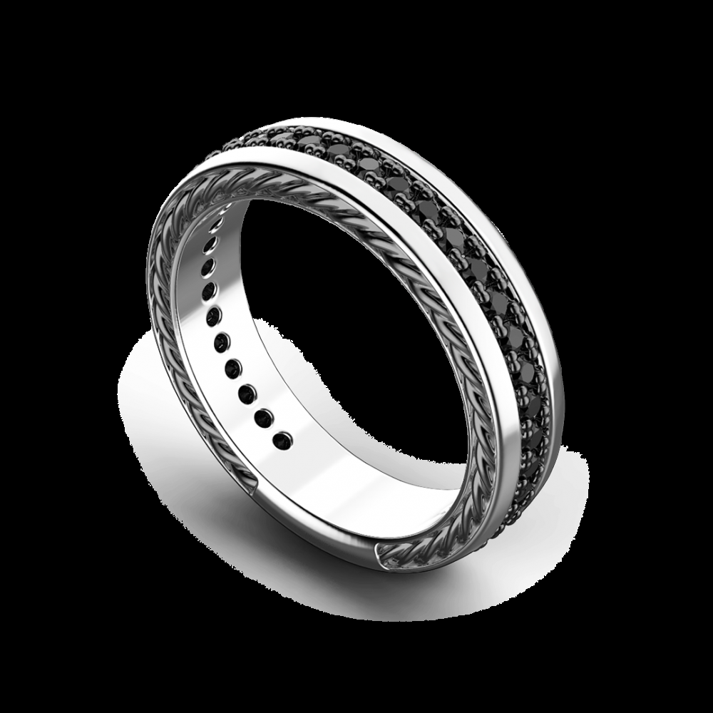 Zancan Anello a fede Zancan in argento con pietre nere Sottocosto