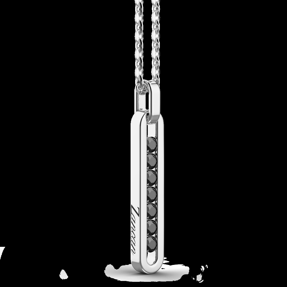 Zancan Collana Zancan in argento con pendente a targa e pietre nere Economico