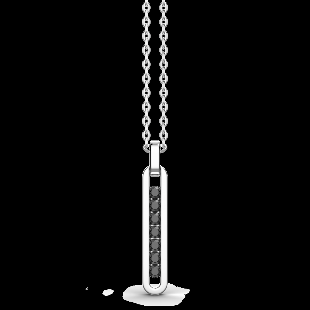 Zancan Collana Zancan in argento con pendente a targa e pietre nere Economico