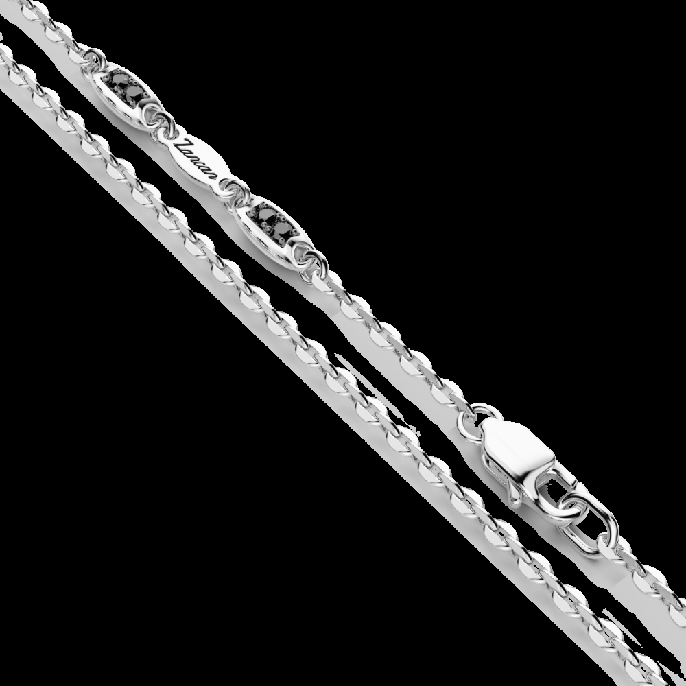 Zancan Collana Zancan in argento con pendente a targa e pietre nere Economico