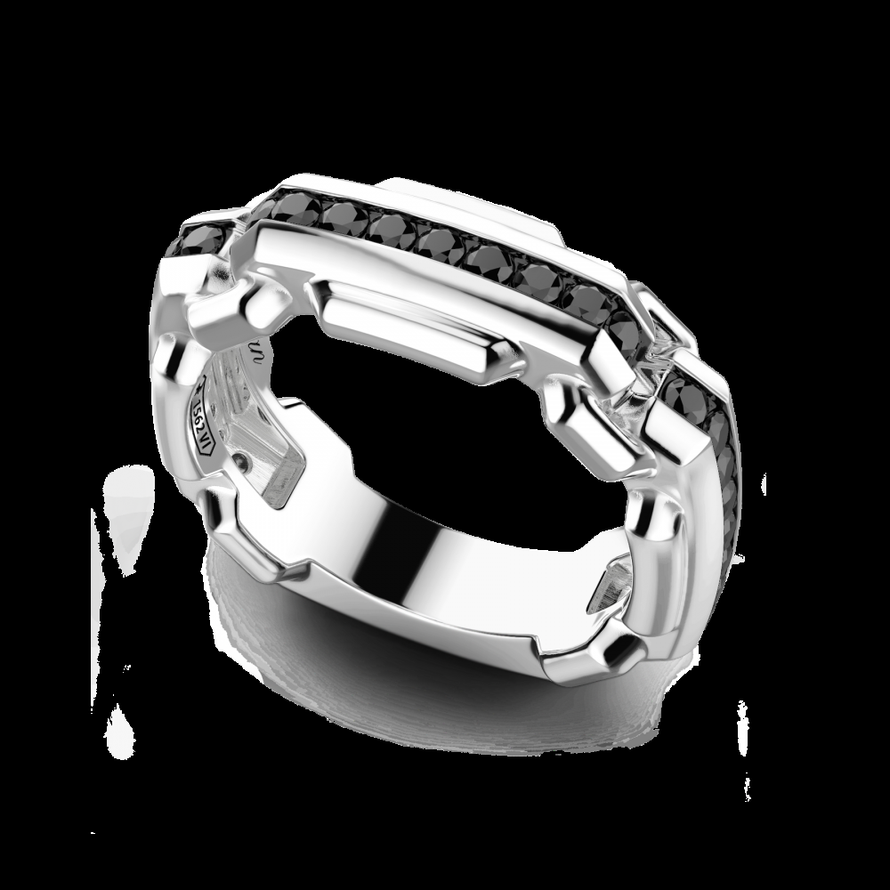 Zancan Anello Zancan in argento a fede con pietre nere Shopping online